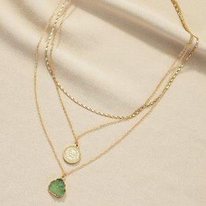 Coin Pendant Layered Necklace